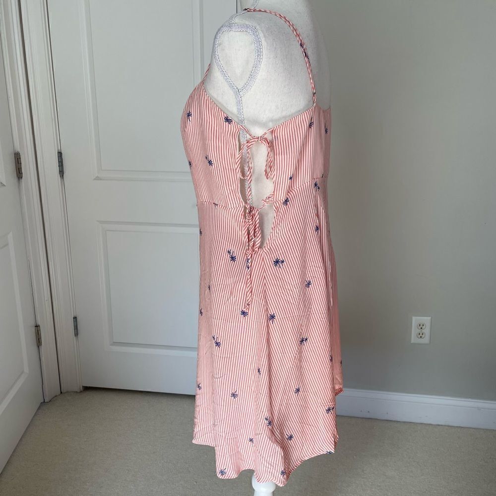 NWT Free People Garden Grove Pink and White Striped Palm Tree Print Slip Dress - Picture 8 of 12